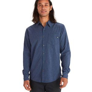 Marmot Men's Heathered Blue Textured Long Sleeve Button Down Shirt - XL